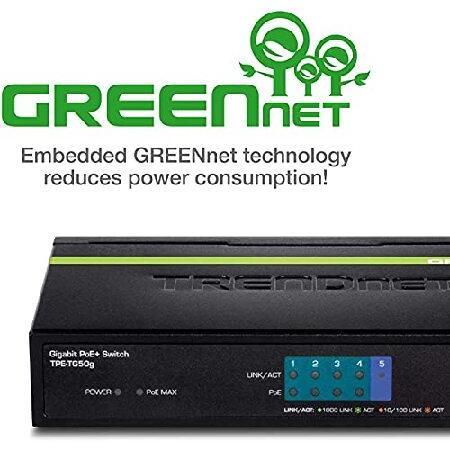 TRENDnet 5ポートギガビットPoE +スイッチ、31 W PoEバジェット、10 Gbpsスイッチング容量、プラグアンドプレイ、全二重および半二重、TPE-TG50｜nandy｜05