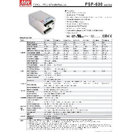 新品在庫品 Mean Well Original PSP-600-27 with PFC and Parallel Function Power Supply 27V 22.2A 600W並行輸入品