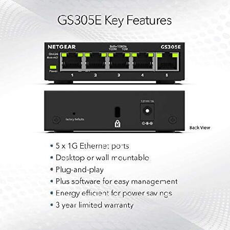 正規品特価セール NETGEAR 5-Port Gigabit Ethernet Plus Switch (GS305E) - Desktop or Wall Mount， Home Network Hub， Office Ethernet Splitter， Silent Operation
