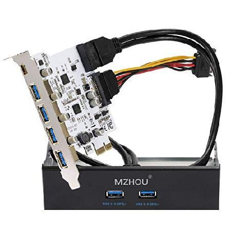 特別価格MZHOU 7ポート USB 3.0 PCIe カード 5 USB 3.0 ポート と 2 リアUSB 3.0 PCIe 拡張カード 3.5インチ U好評販売中