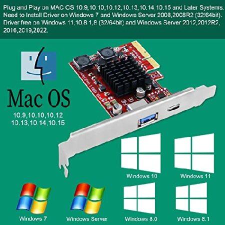 オンラインストアで販売 PCIE - USB 3.1 GEN2 10Gbpsカード Windows 7、8.1、10、11 (32/64) と MAC OS 10.9、10.10、10.12、10.13、10.14、10.15 PC、内蔵スマートパワーコン並行輸入品