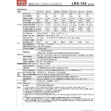 【オープニング大セール】 100W Single Output Switching Power Supply LRS-100-24 Meanwell