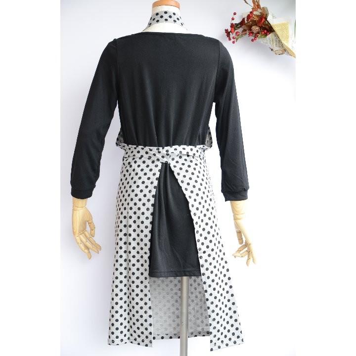 【在庫処分】ロングエプロン 赤紫黒水玉　黒ベージュ水玉　アラベスク調綿レース 楽天市場】エプロン 大人 S・M・M＋〈シンプル エプロン〉ショート