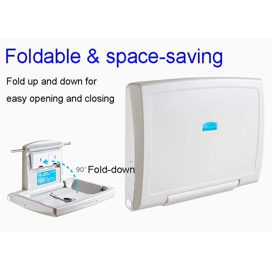 おむつ交換台 壁掛け - 商業トイレ、20 kgの負荷のための安全ストラップ付き横置き折りたたみ式おむつ交換台 おむつ交換台 壁掛け 商業トイレ kgの負荷のための安全ストラップ付き横置き折りたたみ式おむつ交換台