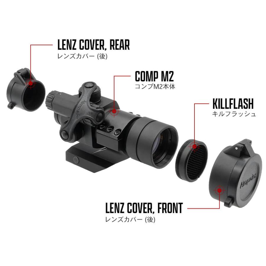 エアガン ドットサイト Aimpointタイプ COMP M2 ドットサイト ハイマウント キルフラッシュ付 20mmレイル対応｜naniwabase｜14