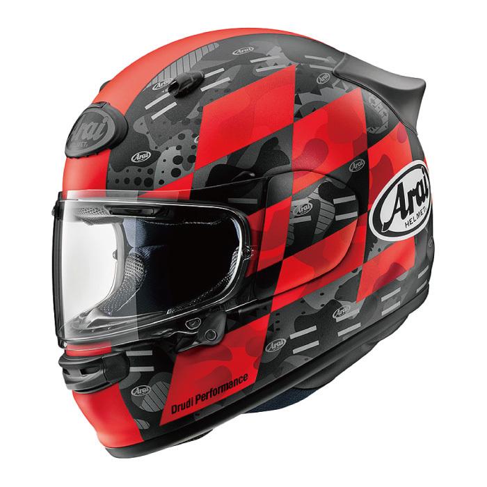 アライ ASTRO GX GLASS WHITE/アストロGX CHECKER RED(つや消し