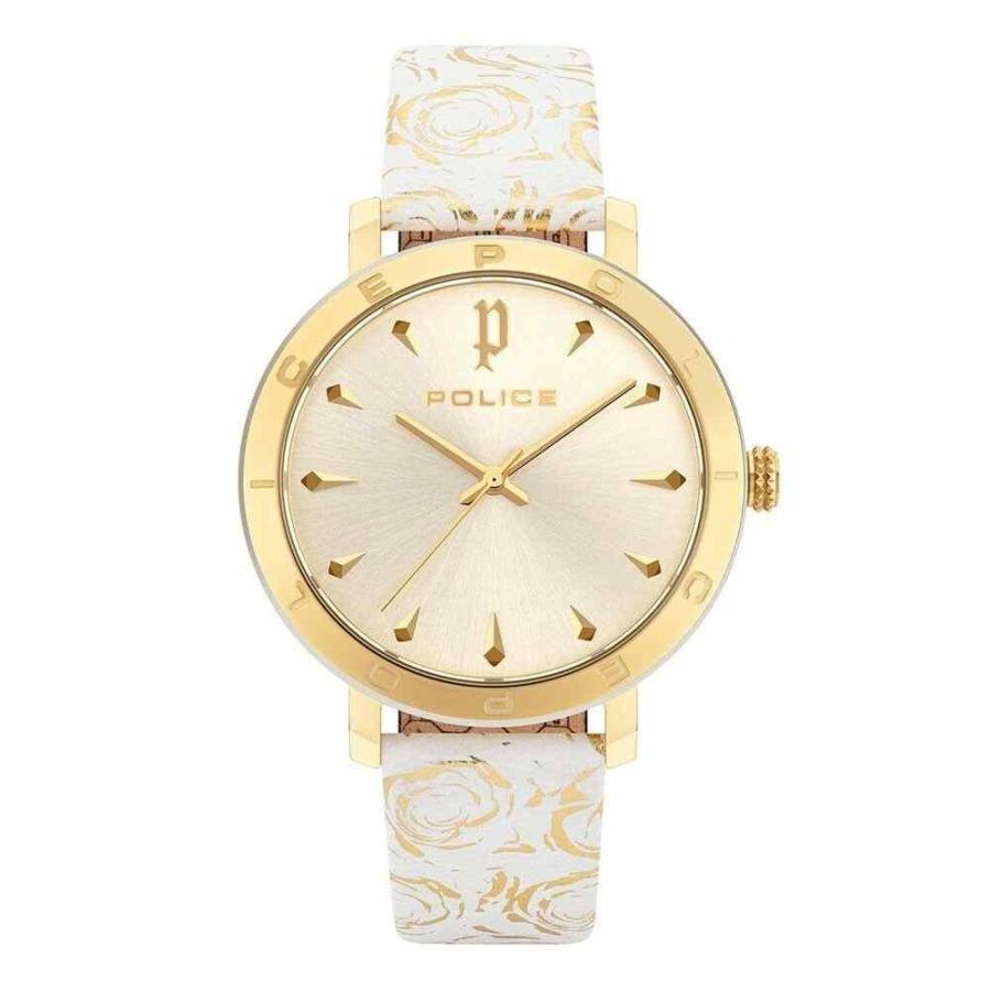 全ての ポリス 腕時計 Police Ponta レディース Watch PL16033MSGS-06 Analog Leather Gold, White ホワイト, ファミコンくん2号店 93530bdf