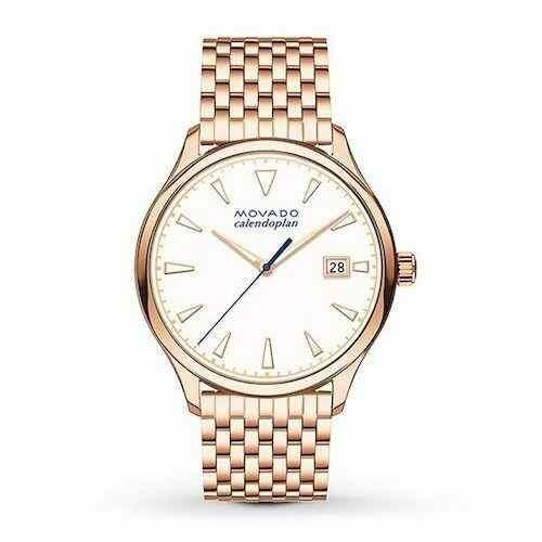 モバード 腕時計 New Movado Heritage ヘリテージ Calendoplan Rose Gold Ion Plated White ホワイト Dial Bracelet Apaproduction Fr
