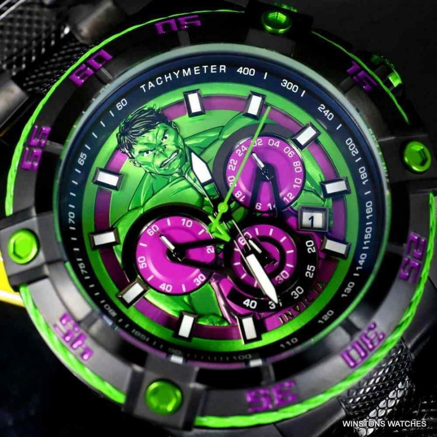 インビクタ 腕時計 Invicta Speedway Viper Marvel Hulk Green クロノグラフ Black Steel Watch 52mm New インヴィクタ Rainbowbookclub Org