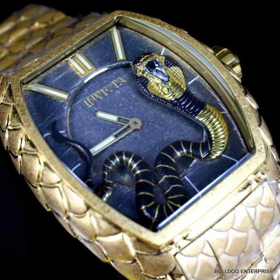 インビクタ 腕時計 Invicta Tonneau Venom ベノム Cobra Gold Plated Stainless Steel Distressed New Watch インヴィクタ Blusquare Org