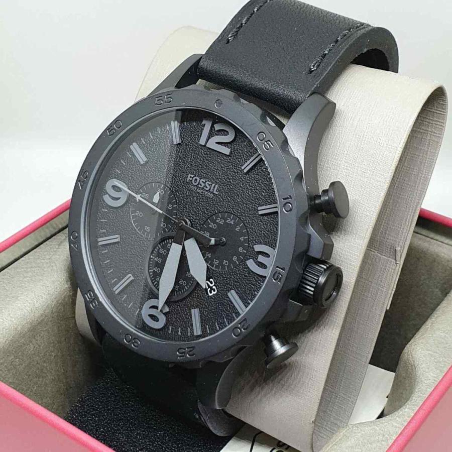 驚きの安さ フォッシル 腕時計 Fossil Jr1354 Nate クロノグラフ Black Leather メンズ Watch 好評 Ici2ms Iims Ac In