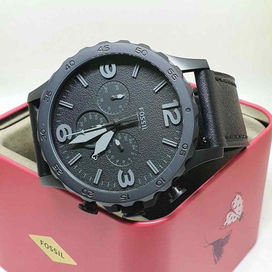 驚きの安さ フォッシル 腕時計 Fossil Jr1354 Nate クロノグラフ Black Leather メンズ Watch 好評 Ici2ms Iims Ac In