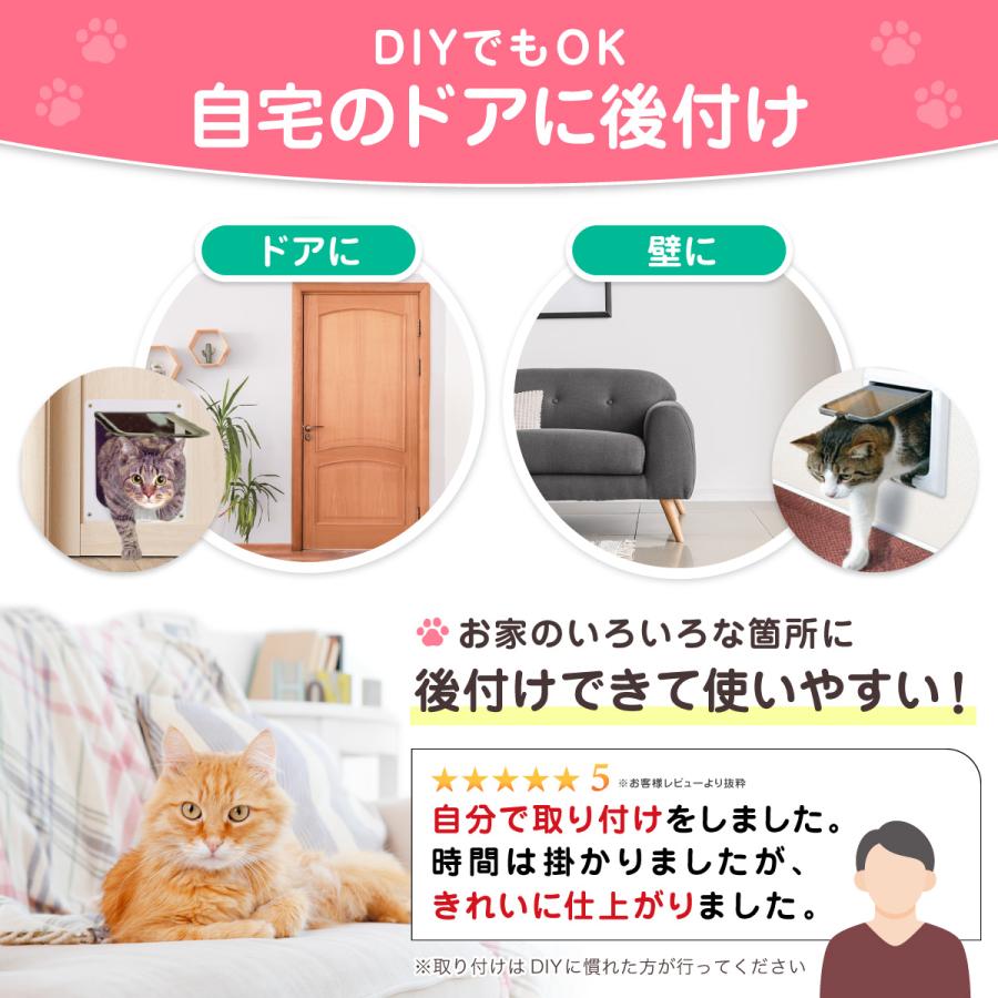 ペットドア キャットドア 猫ドア ねこ 犬 引き戸 後付け DIY 取り付け