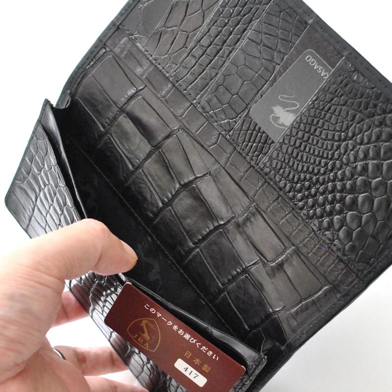 長財布　メンズ　レディース　日本製　クロコダイル　鰐革　ラウンド財布　束入れの画像
