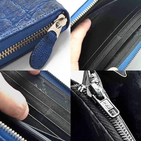 ■新品　送料込み■本エレファント　象革　日本製　ラウンドロングウォレット　青 □新品送料込み□本エレファント象革日本製ラウンドロング