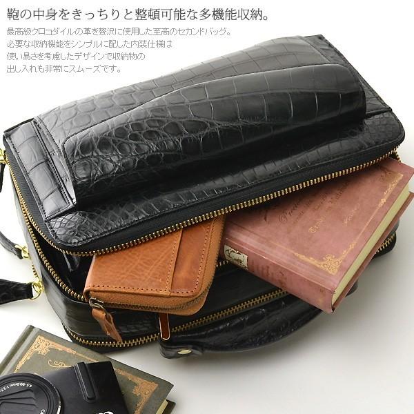 セカンドバック メンズ バッグ ダブルファスナー 本クロコダイル革