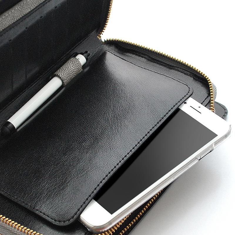 セカンドバッグ エレファント 象革 クラッチバッグ メンズ ダブル