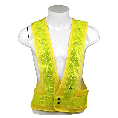 30％OFF】 SK11 LED反射ベスト 黄ナイロンメッシュ 反射材 作業着 黄色