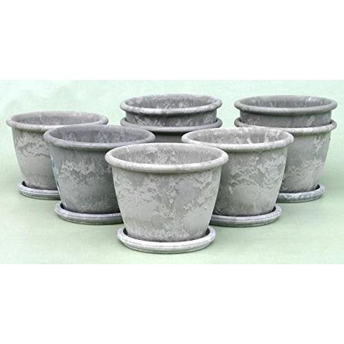 ふるさと納税 天然素材配合のプランター アートストーン M160 アルミ色 8個セット 皿付き ポット 植木鉢 おしゃれでアンティーク感満載のプラ鉢で プランター Www We Job Com
