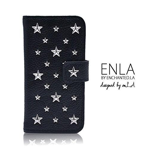【予約】 ENLA iPhone - CASE LEATHER TYPE NOTEBOOK STUDDED STAR ENCHANTED.LA BY iPhone用ケース