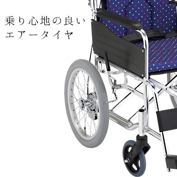 車椅子 介助式 背折れ 折りたたみ 車いす モジュールタイプ ドットネイビー SMK30-4043DN_10