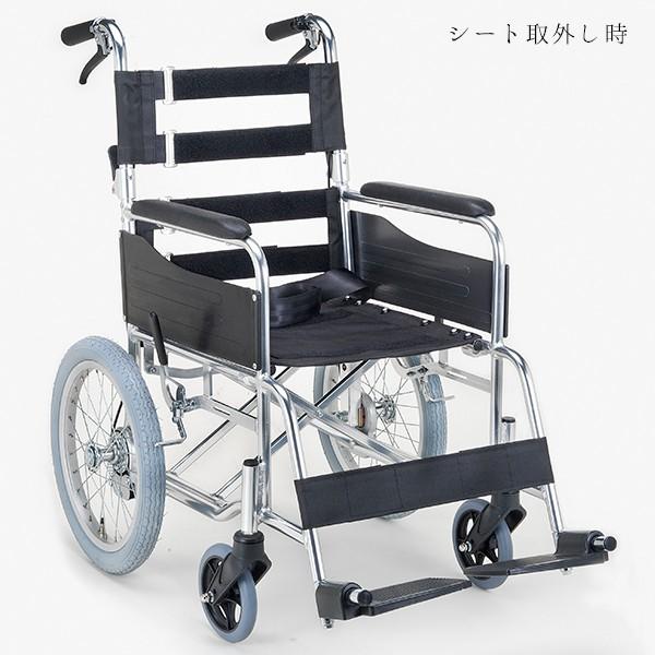 マキテック 車椅子 介助式 背折れ 折りたたみ 車いす チェックオレンジ