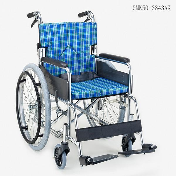 マキテック 車椅子 自走式 背折れ 折りたたみ 車いす イエローブルー 
