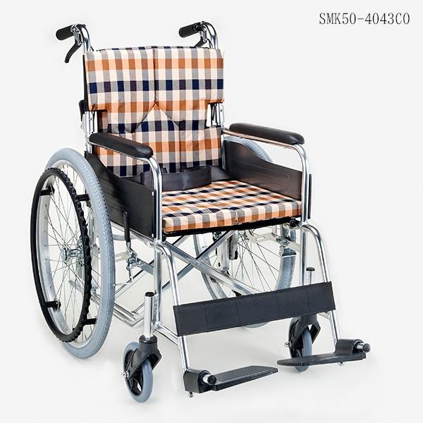 車椅子 自走式 背折れ 折りたたみ 車いす モジュールタイプ チェックオレンジ SMK50-4043CO_15