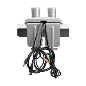 モニターアーム/左右2画面/最大32インチ/2x USB & AUX/シルバー 取り寄せ商品