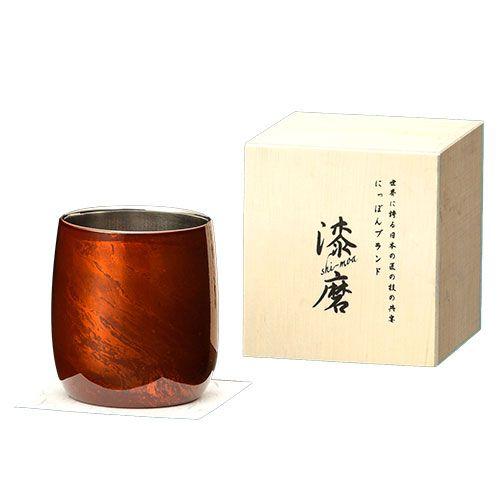 漆磨 漆塗りカップ 白檀(びゃくだん) ダルマカップ 赤(二重構造