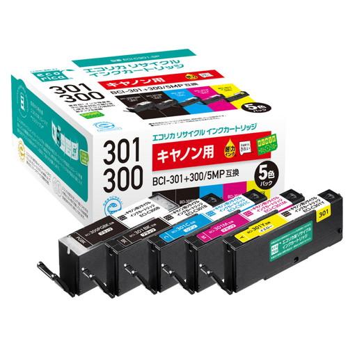 CANON BCI-301+300/5MP 対応 リサイクル インク カートリッジ 5色パック メーカー在庫品 | ELECOM