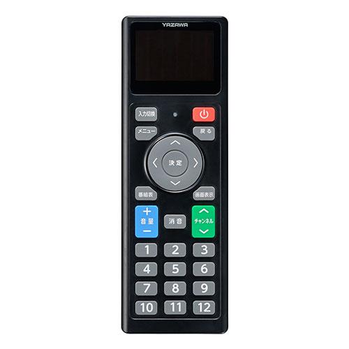 YAZAWA ソーラーテレビ用リモコン ソーラー充電 ブラック 取り寄せ商品