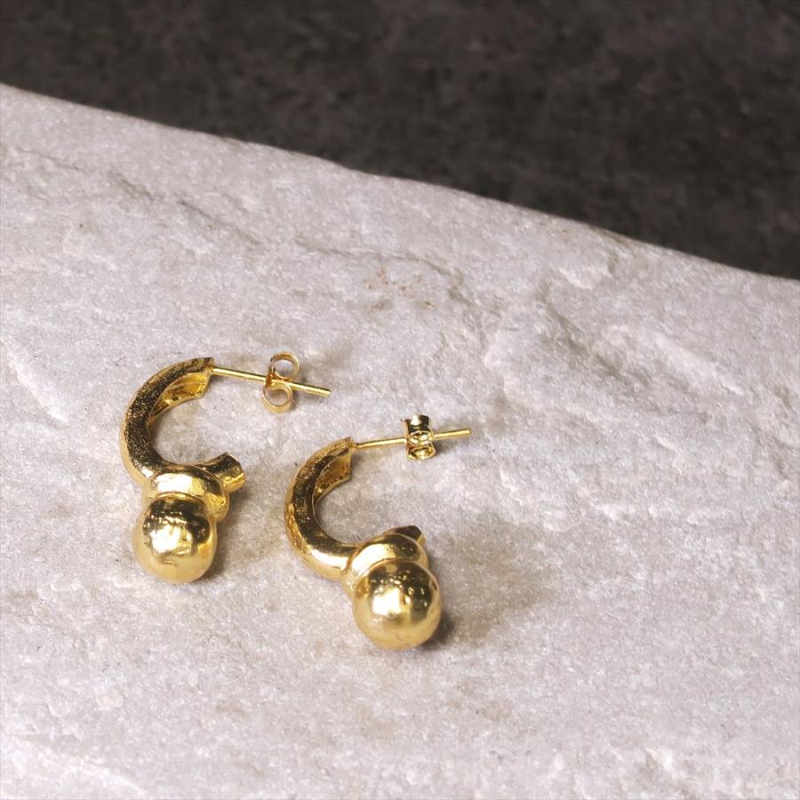 ピアス レディース 22金 22K スタッドピアス アンティーク ゴールド ピアス 槌目 槌打ち 平打ち デコボコ つち nanotta AER084_3