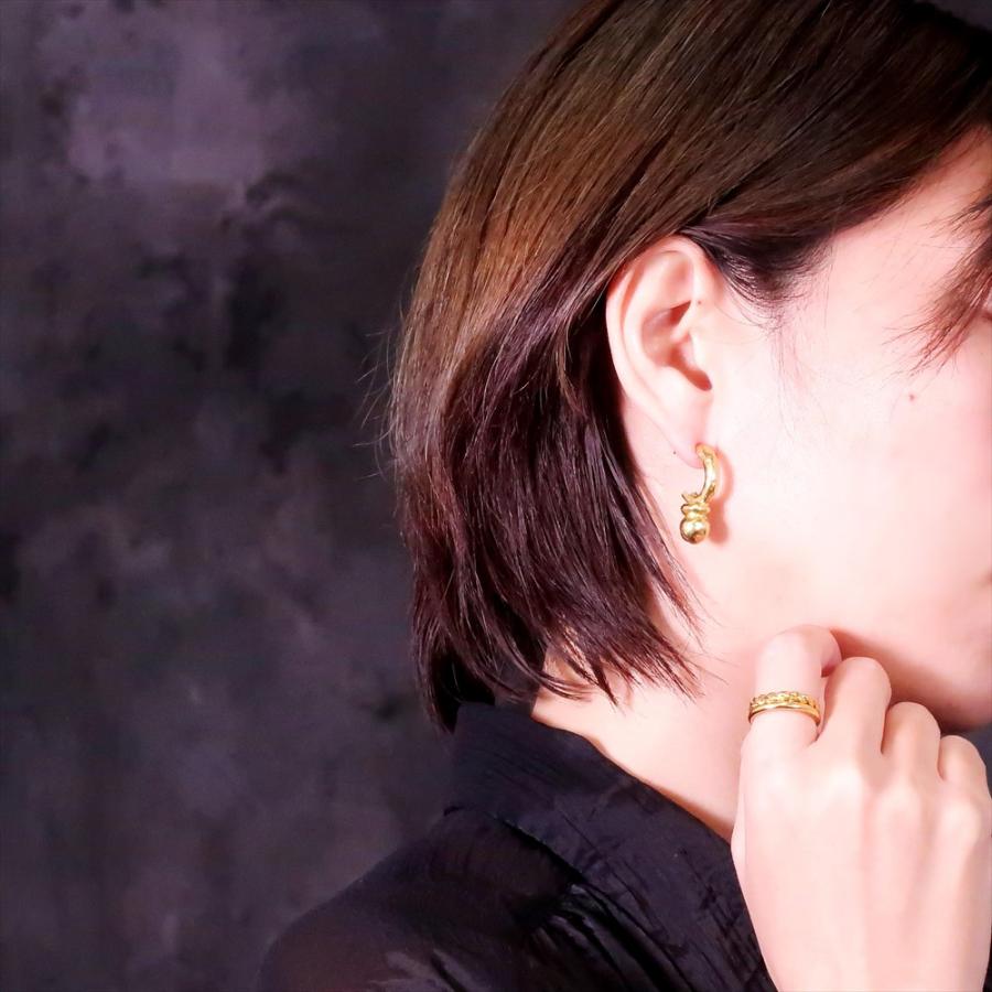ピアス レディース 22金 22K スタッドピアス アンティーク ゴールド ピアス 槌目 槌打ち 平打ち デコボコ つち nanotta AER084_6
