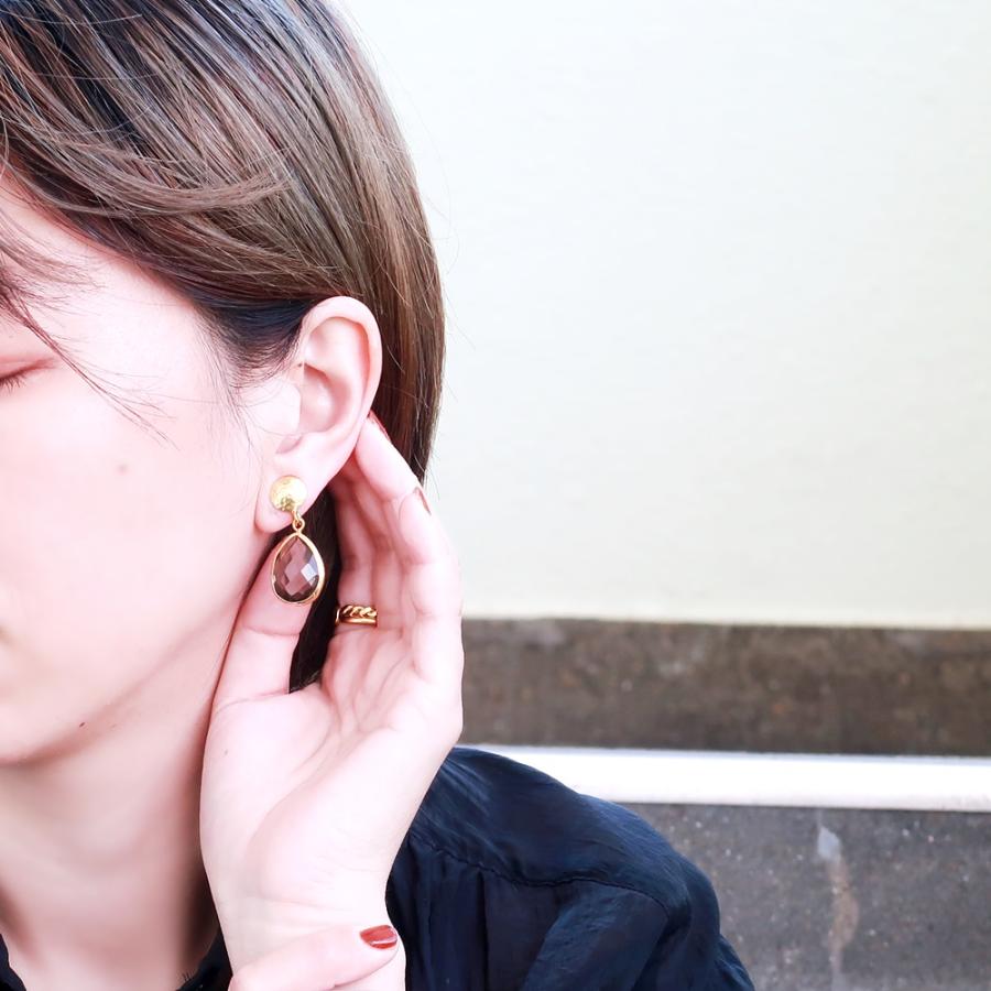 天然石　イヤリング ANEMONE】天然石カーブラインイヤリング｜アネモネ・シエナロゼ