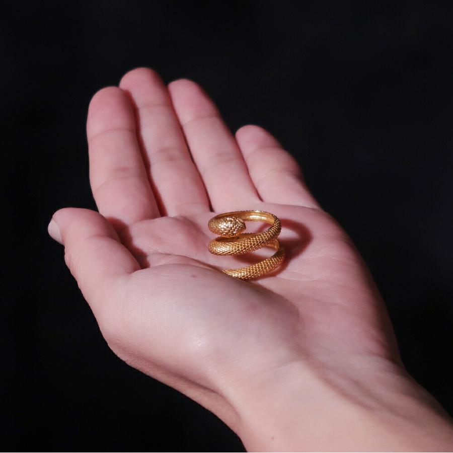 リング 指輪 レディース 22金 22K アンティーク ゴールド リング フリーサイズ 蛇 ヘビ へび スネーク スネイ nanotta ARN033_8