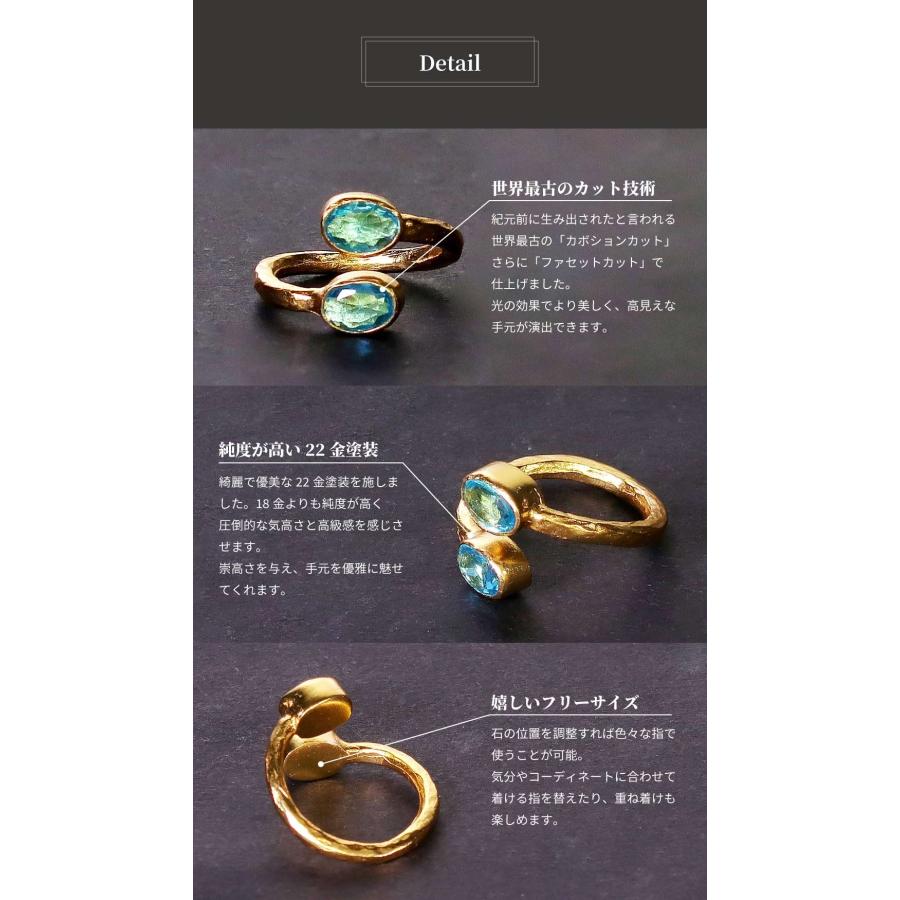 リング 指輪 レディース 22金 22K アンティーク ゴールド カラーストーン リング オーバル パワーストーン キュ nanotta ARN048の画像