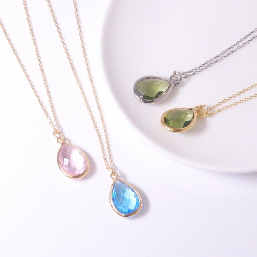 ネックレス レディース 18金 18K スターリングシルバー925 ペンダント うるうる アメジスト ガーネット ローズ nanotta ASN002の画像