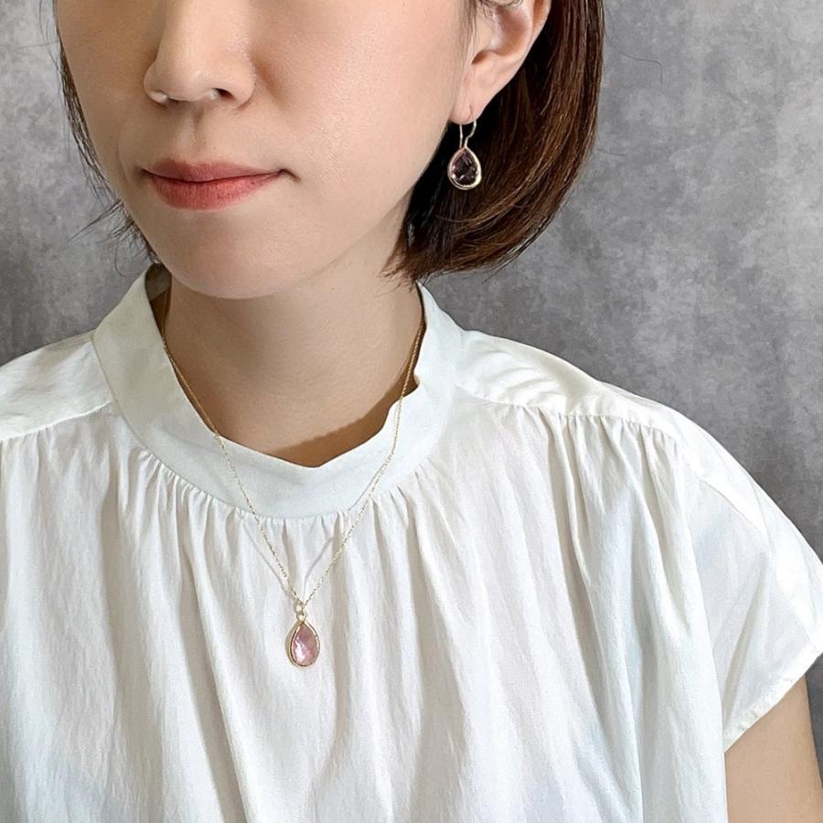 ネックレス レディース 18金 18K スターリングシルバー925 ペンダント うるうる アメジスト ガーネット ローズ nanotta ASN002の画像