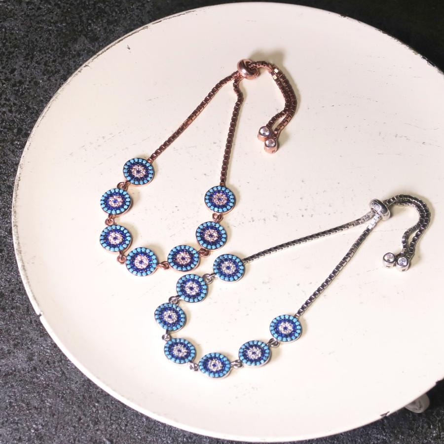 ブレスレット バングル レディース シルバー925 ローズゴールド アンティーク ナザールボンジュウ カラーストーン キ nanotta NBR001 の商品画像