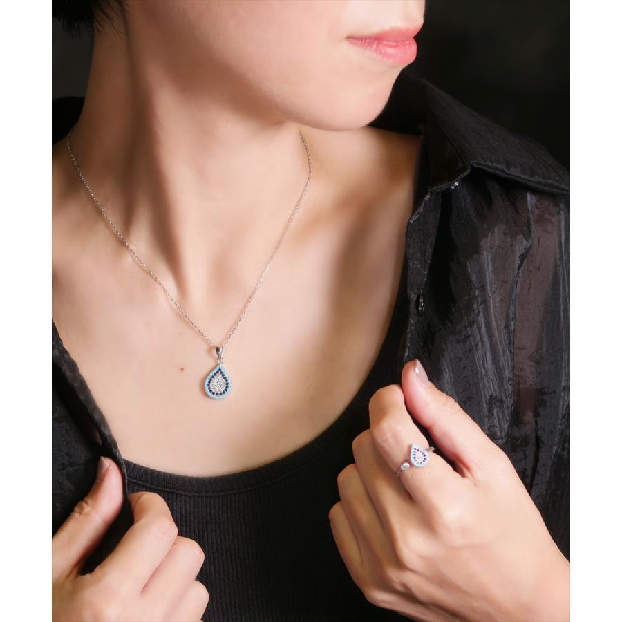 MAYOKE ネックレス レディース シルバー925 ペンダント アンティーク ナザールボンジュウ アミュレット 雫 ド nanotta NNC002の画像