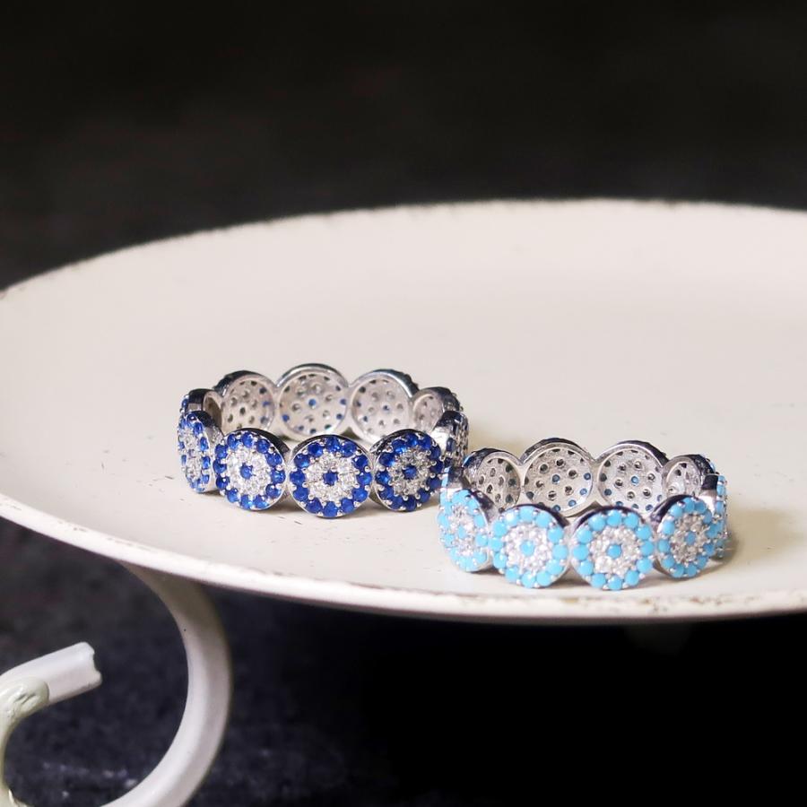 リング 指輪 レディース シルバー925 アンティーク ナザールボンジュウ カラーストーン キュービックジルコニア アミ nanotta NRN002 の商品画像