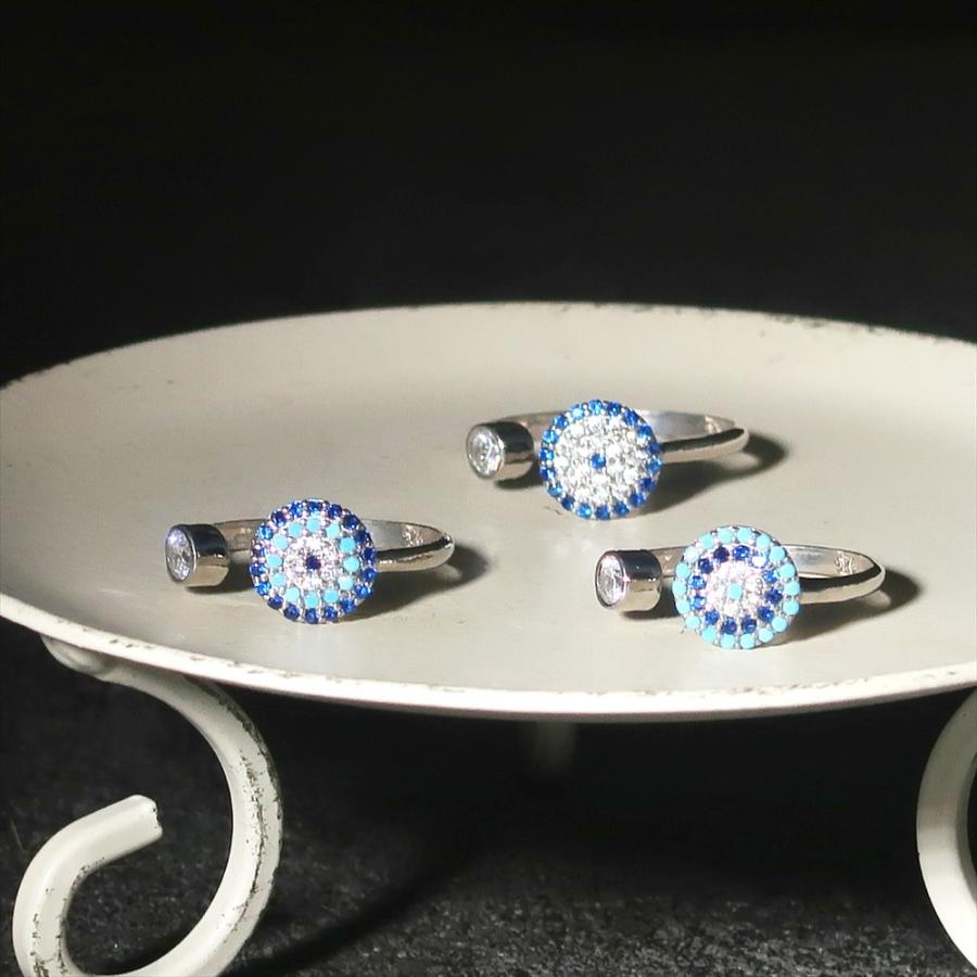 リング 指輪 レディース シルバー925 アンティーク ナザールボンジュウ カラーストーン アミュレット 花 お守り 目 nanotta NRN005 の商品画像