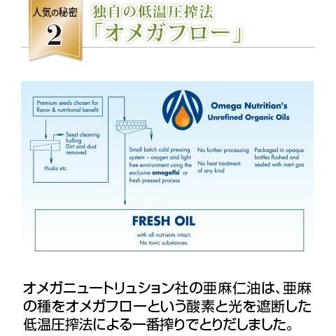 アマニ油 低温圧搾 オメガ３ 有機食用 亜麻仁油 237ml ６本セット 10％OFF オメガ社  クール便 亜麻仁オイル｜nanpoo｜04