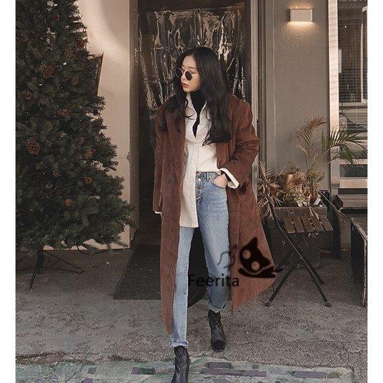 新到着 女性 50代 40代 30代 代 春 秋 ファッション レディース コート カジュアル ロング丈 ダブルブレスト テーラードカラー コーデュロイコート 冬 チェスターコート カラー ワンカラー
