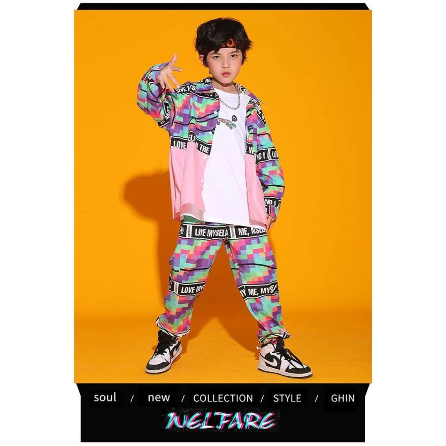 子供服 セットアップ ダンス衣装 女の子 かっこいい 柄シャツ 迷彩柄 ダンス衣装 キッズ シャツジャケット 発表会 文化祭 大人っぽい ヒップホップ K Pop Jazz 激安の