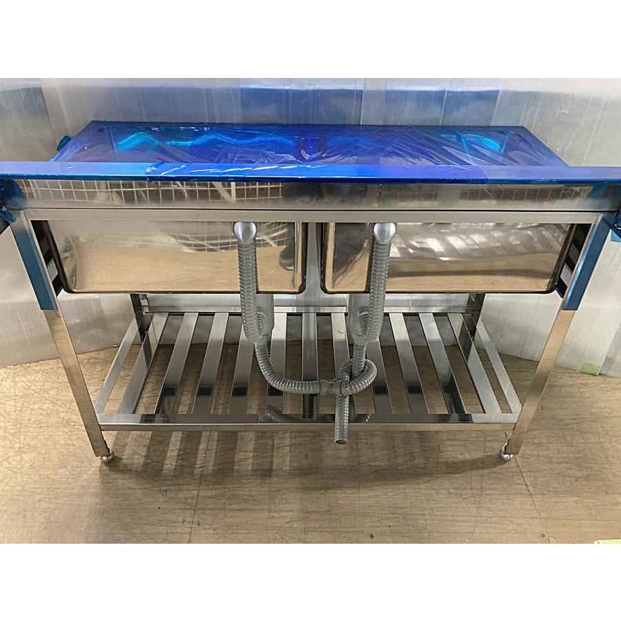 新品】◇2槽シンク W1200xD600xH800+90 バックガード有 業務用 新品】◇2槽シンク W1200xD600xH800+90 バックガード有 業務用