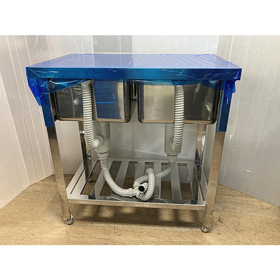 新品】◇2槽シンク W750xD450xH800 業務用 ステンレス製 新品 新品】◇2槽シンク W750xD450xH800 業務用 ステンレス製 新品