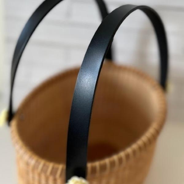 ナンタケットバスケット スムースレザーハンドル 長さ42cmx幅2cm ブラック nbc24Nantucket Basket