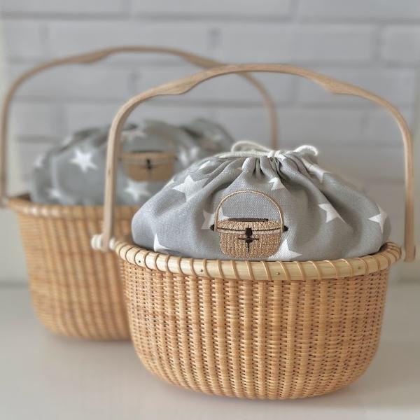 ナンタケットバスケット刺繍付きインナーバッグ スター柄 ライトグレー nbcinstarrgNantucket Basket